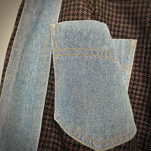 SJYP Designer Denim Lined Side Stripe Houndstooth Pants (size S) - Picture 9 of 10